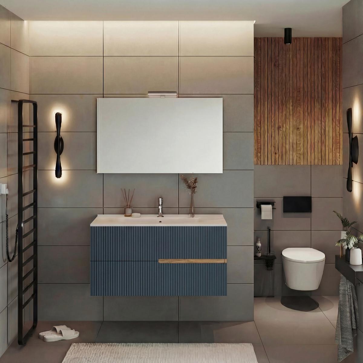 Element Ispod Umivaonika Eva - plava/divlji hrast, Moderno, drvni materijal (100/51/46cm)