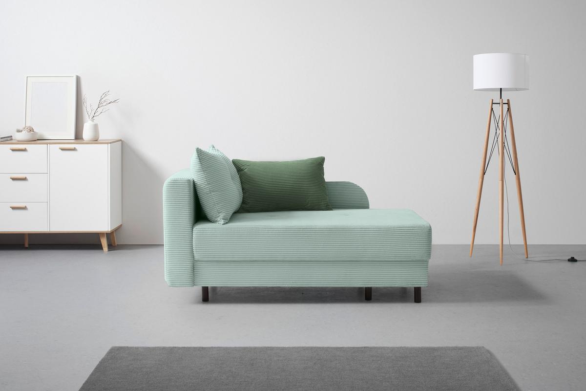Liege Nova Salbeigrün - Salbeigrün/Schwarz, MODERN, Holz/Textil (85/62/145cm) - Mömax