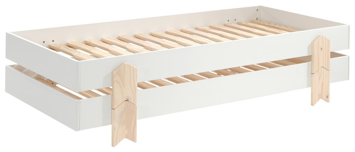 Stapelbett Modulo Weiß - Weiß/Kieferfarben, MODERN, Holz/Holzwerkstoff (90/200cm) - Vipack