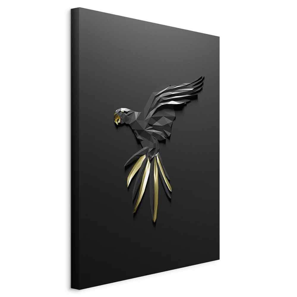 Slika Na Platnu Black Parrot - zlate barve/črna, Basics, tekstil/leseni material (40/60/1,2cm) - artgeist