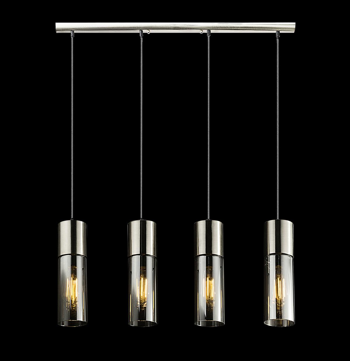 Hängeleuchte 21000-4HN in Nickelfarben max. 25 Watt - Nickelfarben, KONVENTIONELL, Glas/Metall (80/9/156cm) - Globo