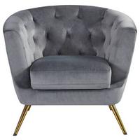 Fotelj Lita, Siva, Žamet - zlate barve/siva, Moderno, kovina/tekstil (89/78/83cm) - Ti'me