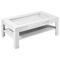 Couchtisch mit Glasplatte, Lade und Ablage Ralph, Weiß - Weiß, MODERN, Glas/Holzwerkstoff (110/43/67cm) - MID.YOU