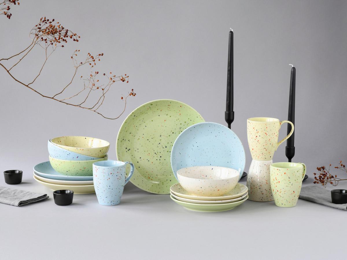 Kombinirani Servis Confetti Bunt, 16-Delni - svetlo modra/svetlo zelena, Basics, keramika - Creatable