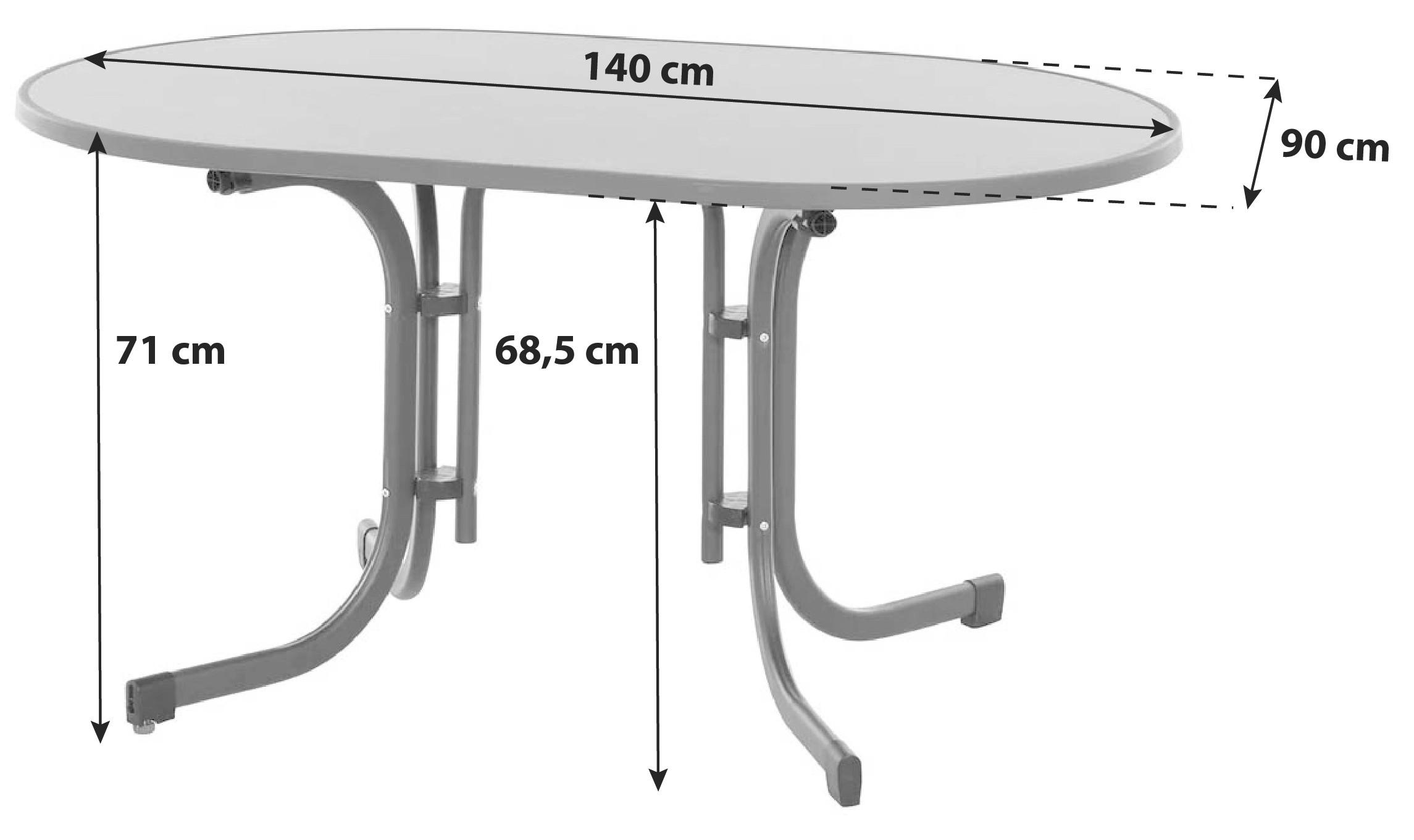 Siena Garden Gartenklapptisch ca.140x90x71cm Anthrazit - Anthrazit, KONVENTIONELL, Holzwerkstoff/Metall (140/90/71cm) - Siena Garden
