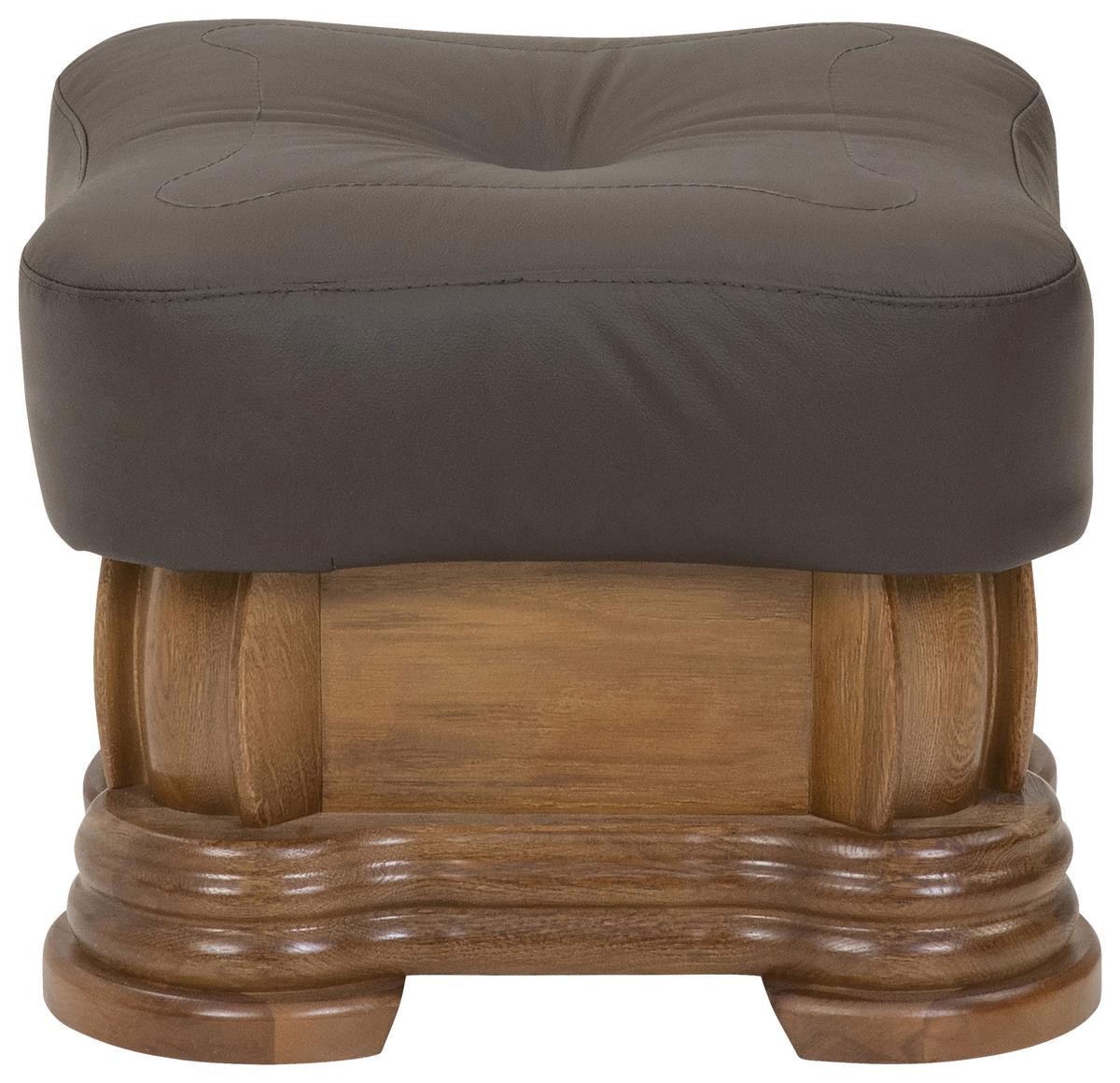 Hocker Arkansas Braun Echtleder - Braun, KONVENTIONELL, Leder/Holz (50/40/50cm) - Max Winzer