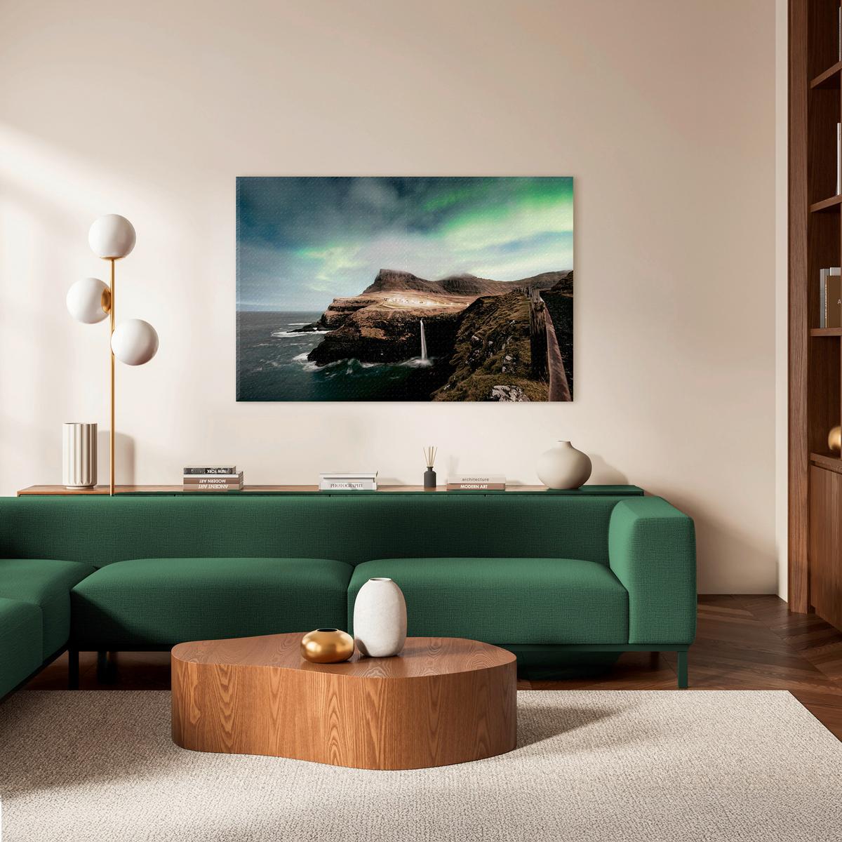 Leinwandbild ST880 Northlight Multicolor/Grün ca. 85x113cm - Multicolor/Grün, Basics, Holz/Textil (85/113cm)