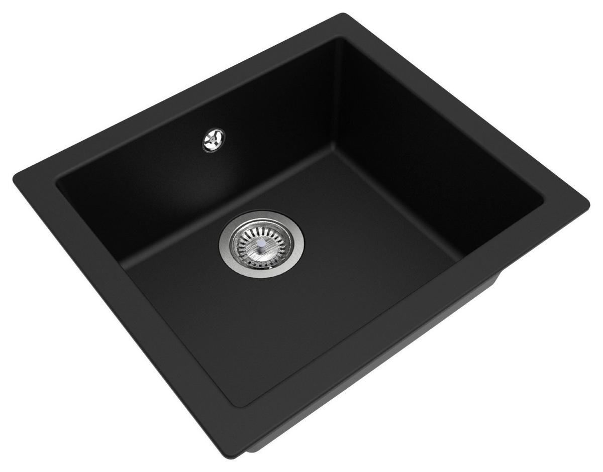 Einbauspüle Ohio ca. 50x19x44 cm Schwarz - Schwarz, Trend, Glas/Kunststoff (50/19/44cm) - Respekta
