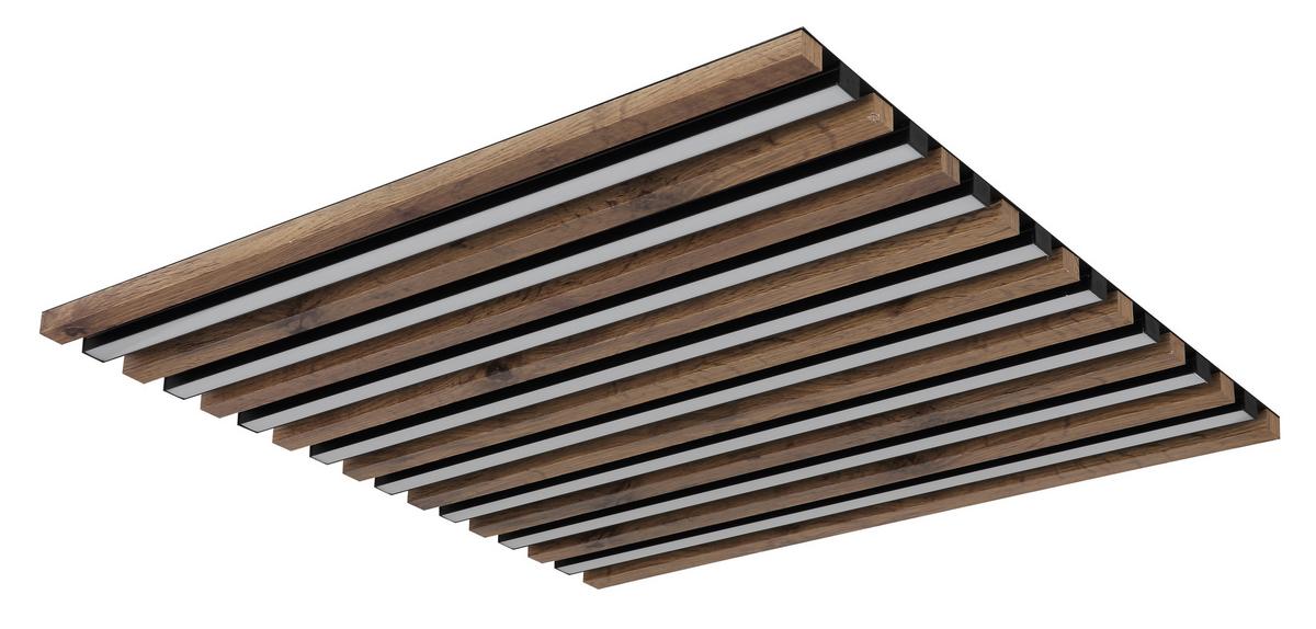 Led-deckenleuchte 67347d3cct Hayden - Weiss/Dunkelbraun, Natur, Holzwerkstoff/Kunststoff (60/60/6cm) - Globo