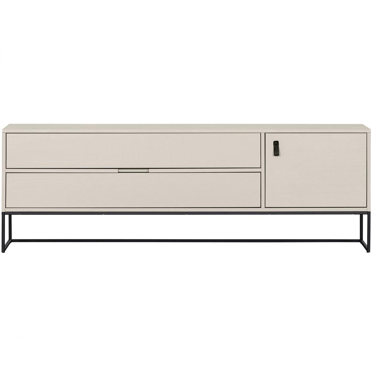 Lowboard Silas Grau B: 180cm - Schwarz/Grau, Design, Leder/Holz (180/61/44cm) - Livetastic