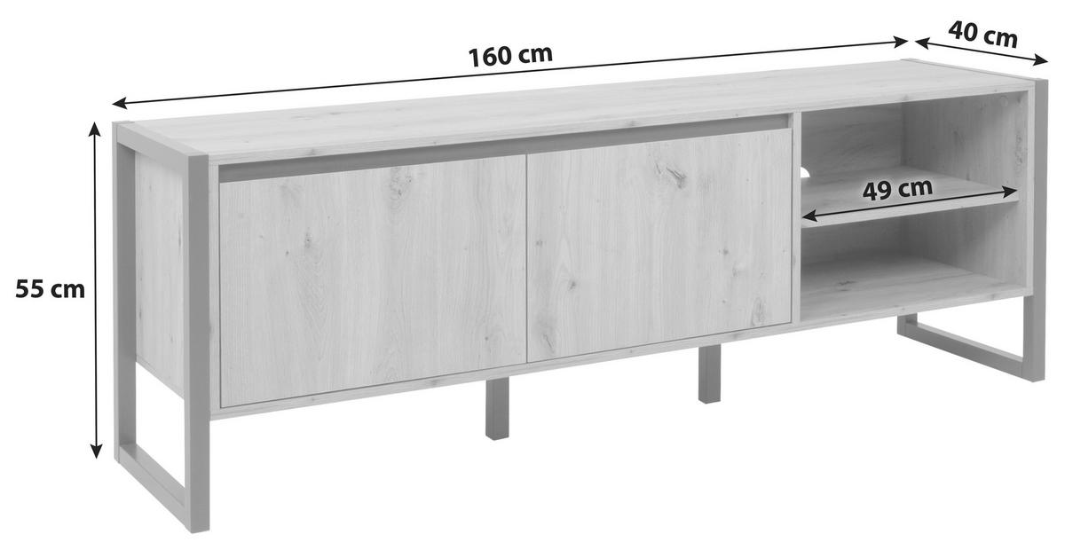 Tv-element Denver 54, Barva Hrasta, Antracit - barve hrasta/antracit, Moderno, leseni material (160/55/40cm) - MID.YOU