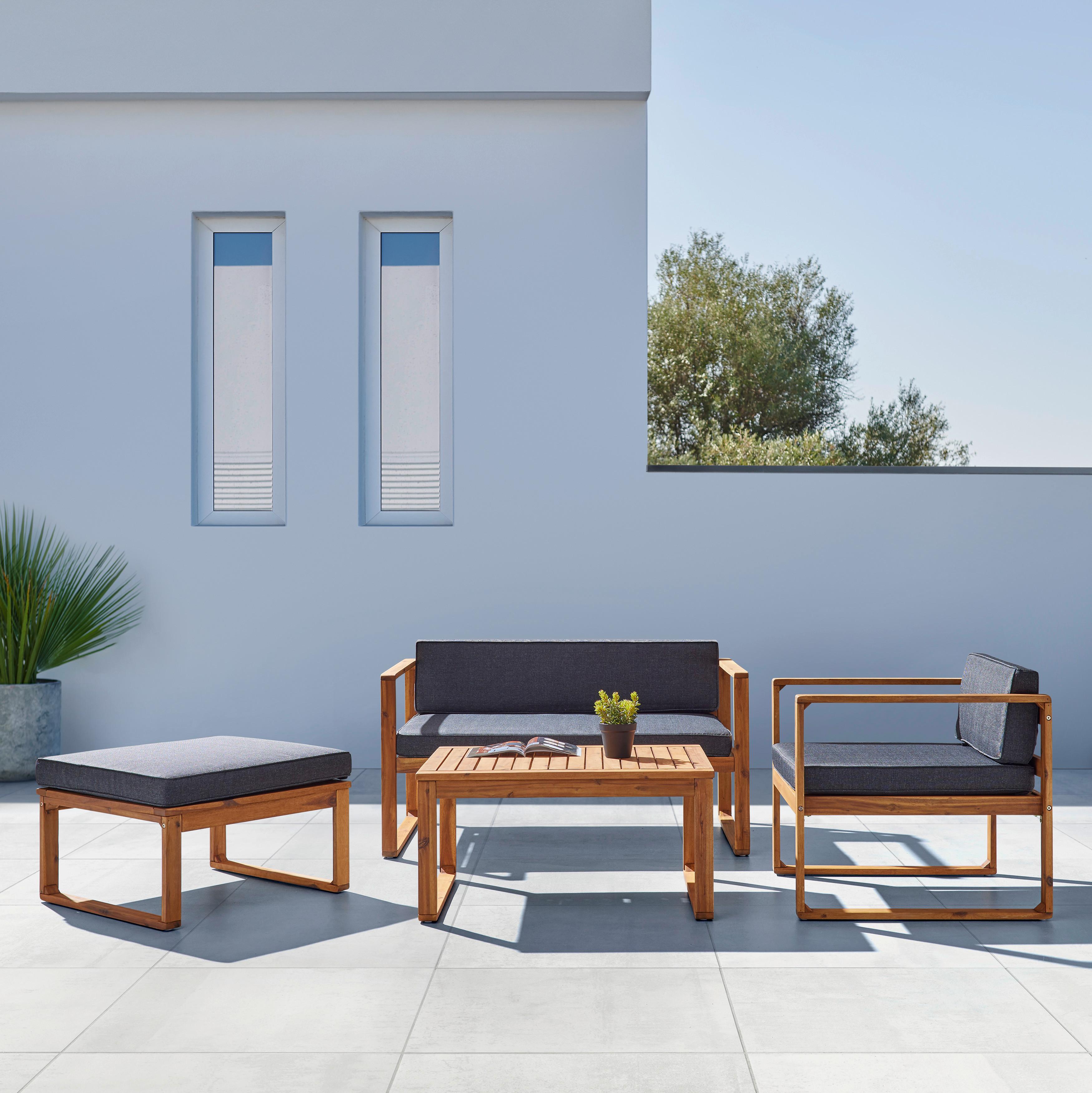 Lounge Garnitúra Elio - Sötétszürke, modern, Fa - Bessagi Garden