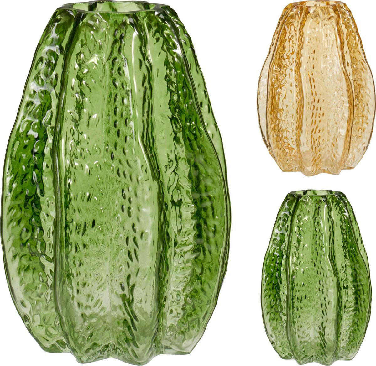 Váza Carambola - sárga/zöld, üveg (13/20cm)