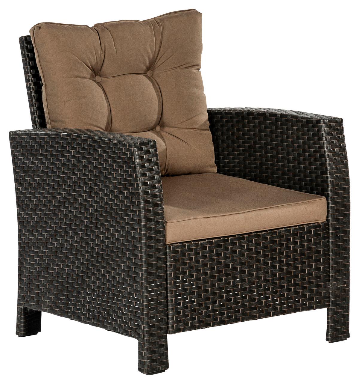 RATTANSESSEL SALERNO - Beige/Braun, MODERN, Kunststoff/Metall (72/85/66cm) - Gardenson
