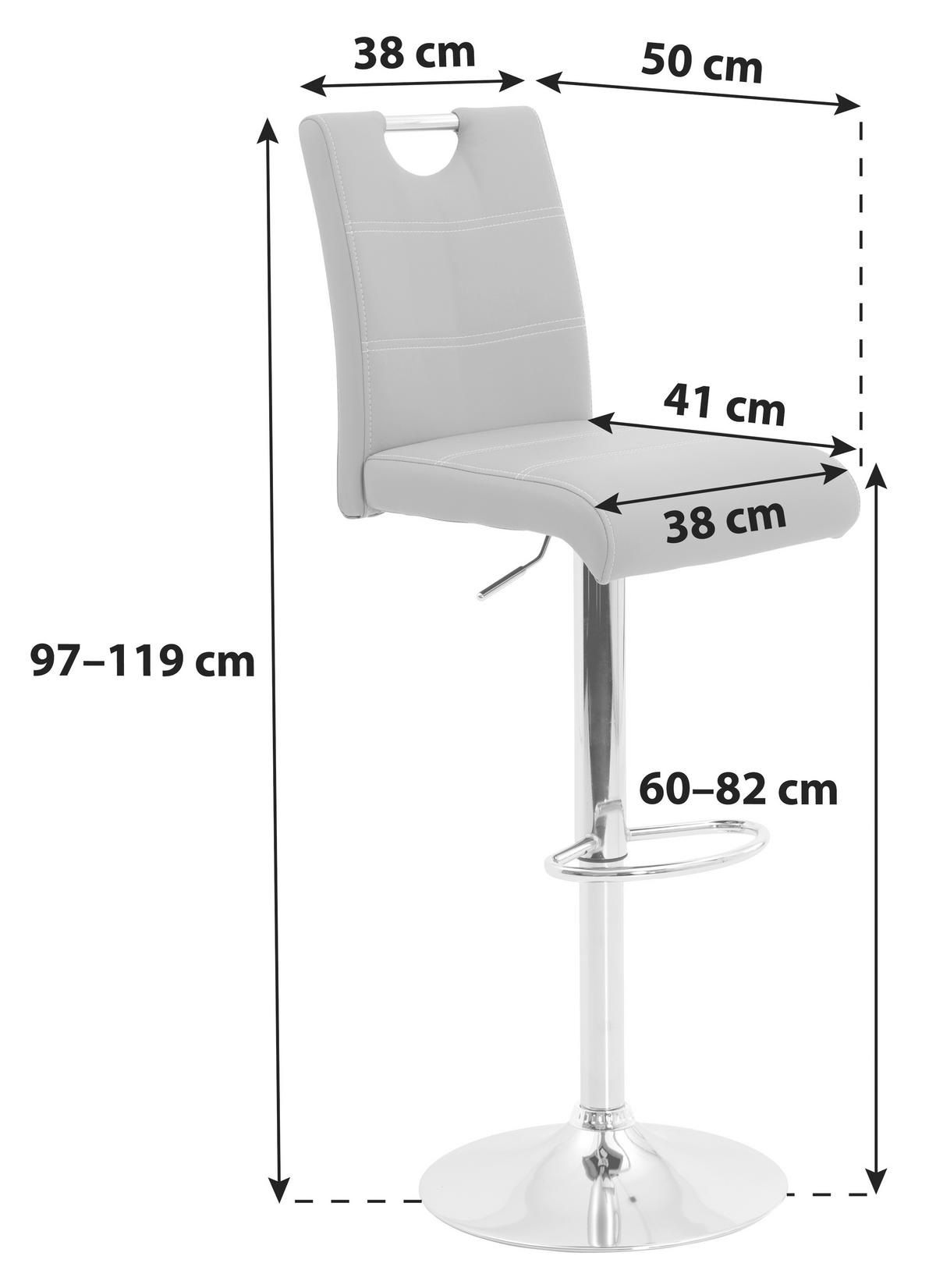 Barhocker-Set Miranda Cappuccino - Chromfarben/Weiß, MODERN, Textil/Metall (38/97-119/50cm) - MID.YOU