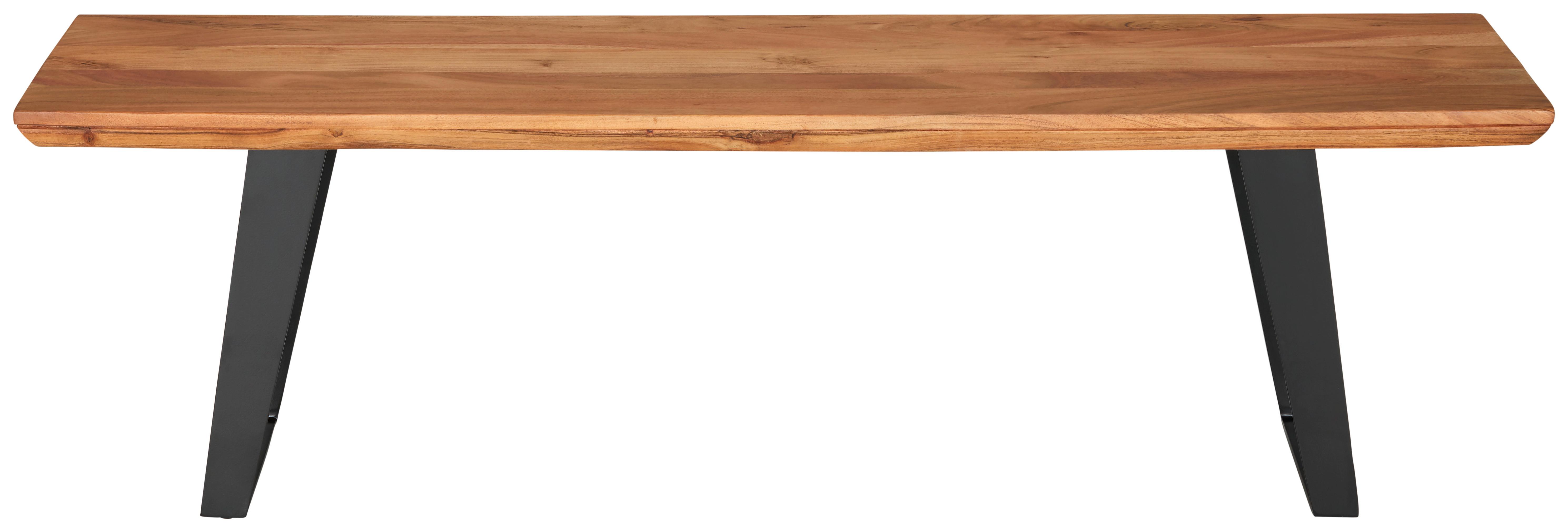 Sitzbank in Schwarz/Akazie - Schwarz/Akaziefarben, Lifestyle, Holz/Metall (150/45/38cm) - Zandiara