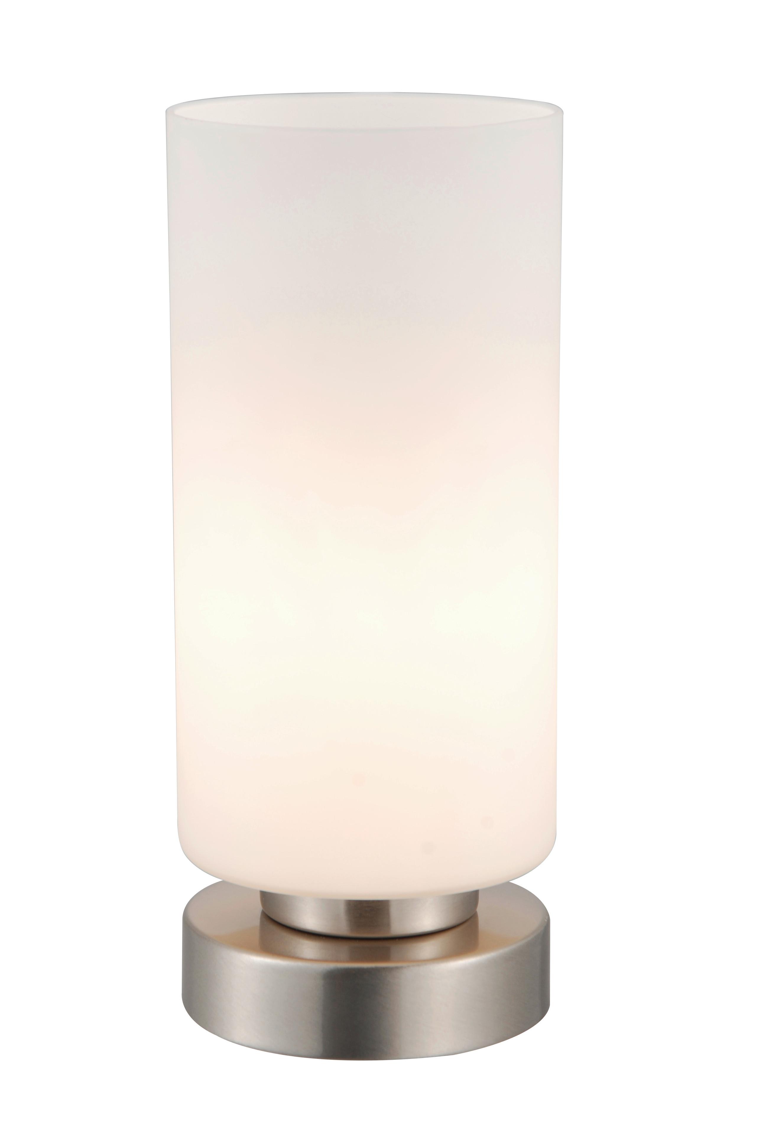 Tischleuchte Elmer Weiß/Silberfarben max. 40Watt - Silberfarben/Weiß, KONVENTIONELL, Glas/Metall (10,2/24,2cm) - Brilliant