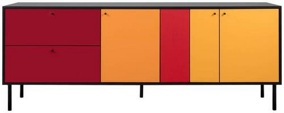 Tv-szekrény Lucca - fekete/többszínű, Design, faalapú anyag/fém (184,5/70/40cm) - MID.YOU
