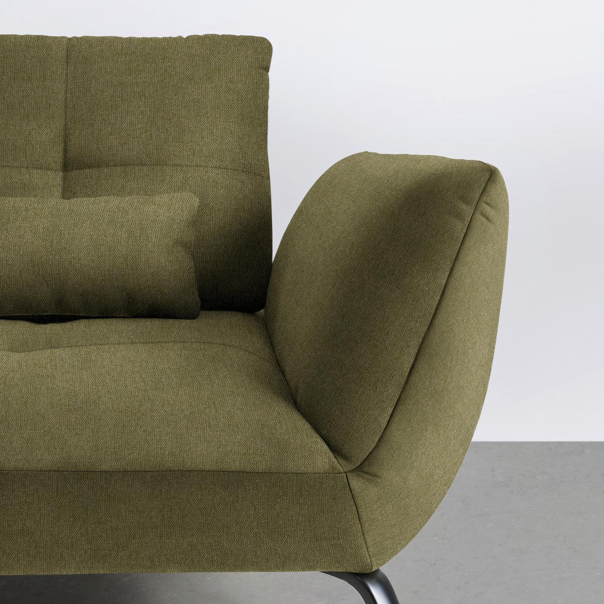 Wohnlandschaft Trendy Olivgrün - Schwarz/Olivgrün, MODERN, Holzwerkstoff/Textil (250/93/310cm) - Premium Living