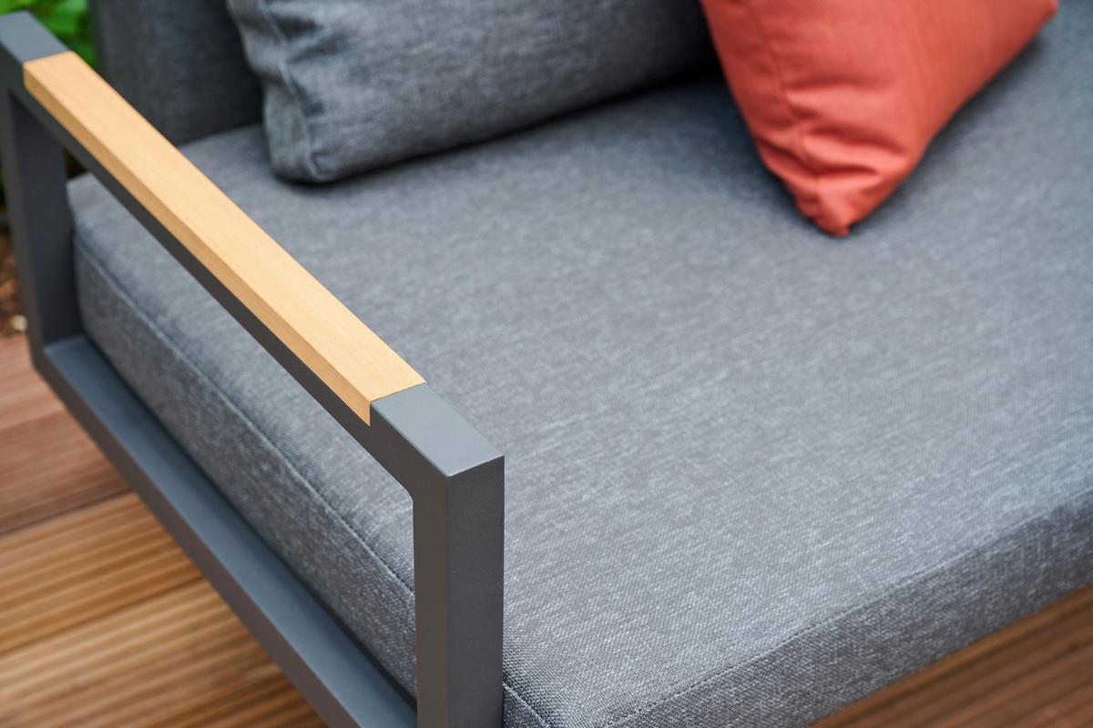3er-Loungesofa Calera Anthrazit/Echtholz - Anthrazit, Basics, Holz/Textil (219/81/91cm) - Siena Garden