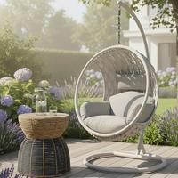 Hängesessel Mira - Creme, Modern, Kunststoff/Textil (107/196/120cm) - Bessagi Garden