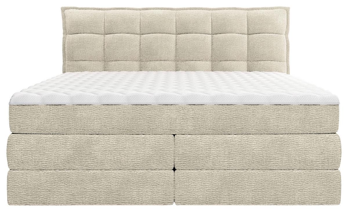 Boxspringbett Aureno Beige ca. 180x200cm - Beige/Schwarz, KONVENTIONELL, Holz/Holzwerkstoff (180/200cm) - Premium Living