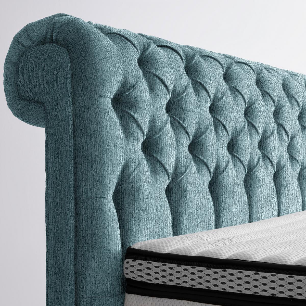 Boxspringbett Queen in Smaragdgrün ca. 160x200cm - Smaragdgrün/Chromfarben, KONVENTIONELL, Textil (160/200cm) - Premium Living