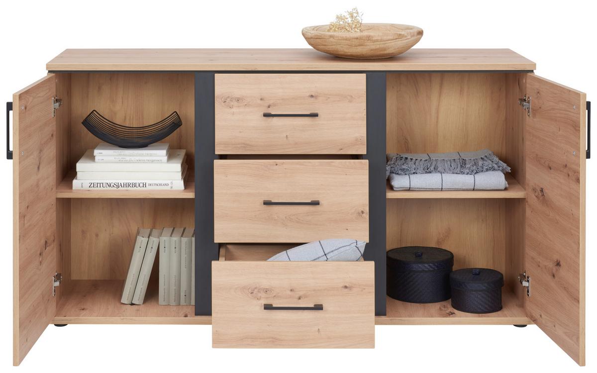 Comodă cu uși NATURE NATK 01 - culoare lemn stejar, Konventionell, material pe bază de lemn (145/84/42cm)