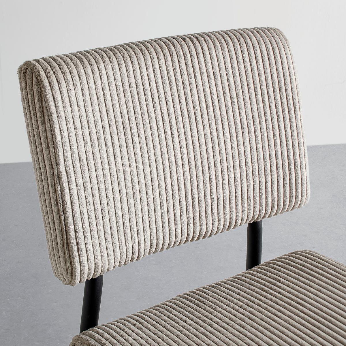 Stol Elia, Bež, Rebrasti Žamet - črna/bež, Moderno, kovina/tekstil (56/85/47cm) - Bessagi Home