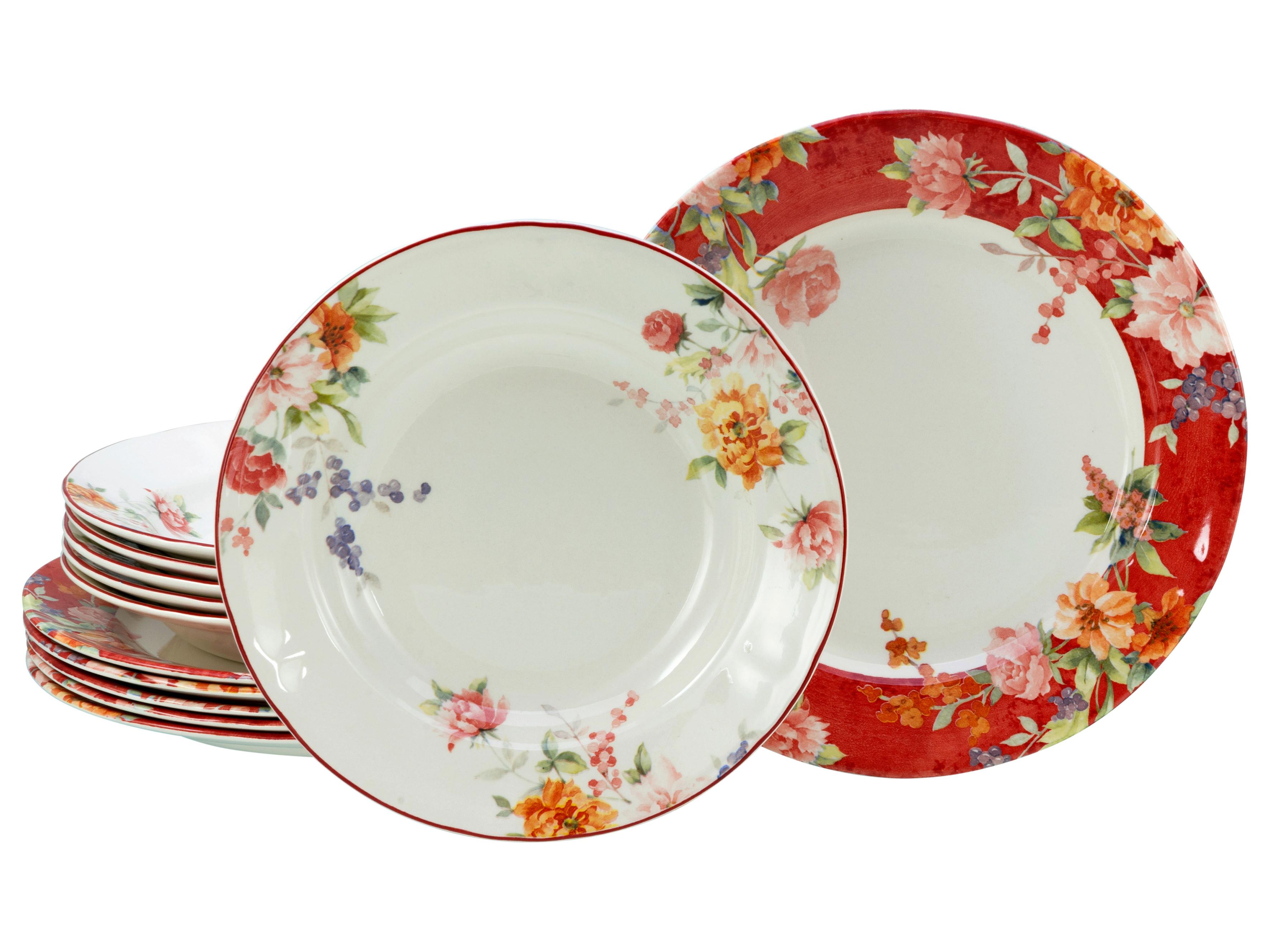 Jedilni Servis Crimson Bunt, 12-Delni - večbarvno, Basics, keramika