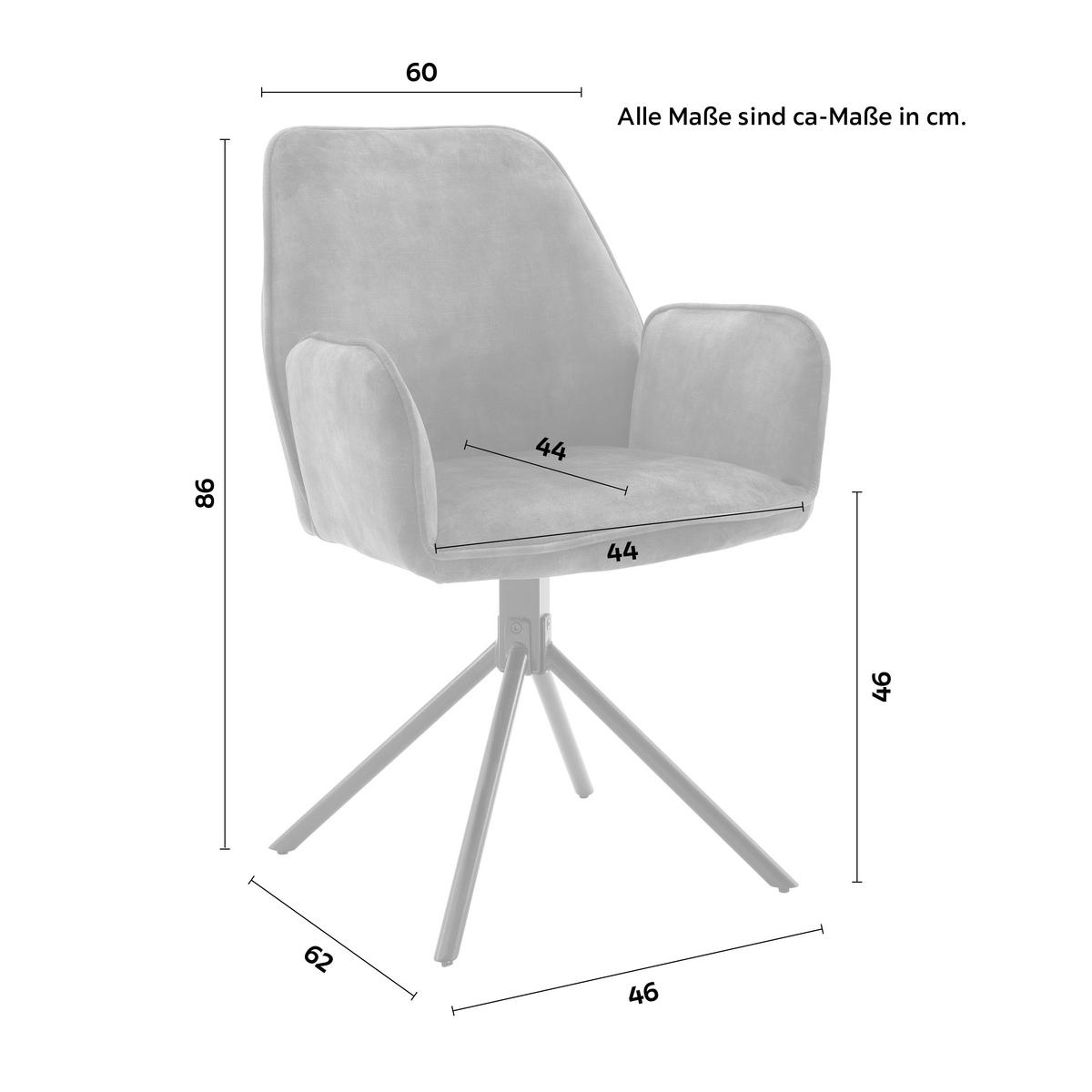 Armlehnstuhl Ottawa Anthrazit/Schwarz - Anthrazit/Schwarz, Modern, Textil/Metall (60/89/64cm) - Premium Living
