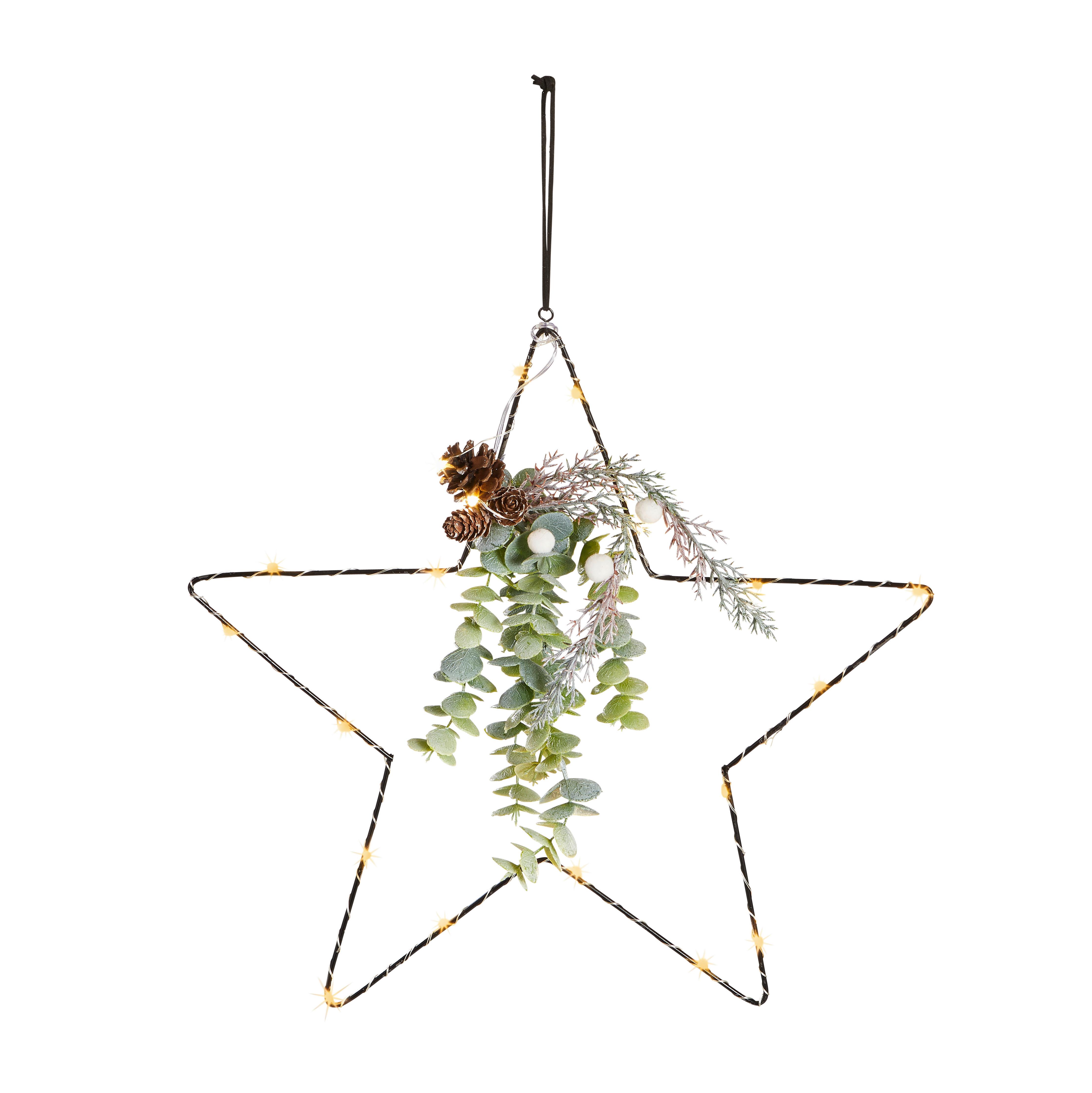 GWIAZDA DEKORACYJNA 20HGB41013L - zielony/kolor naturalny, Lifestyle, tworzywo sztuczne/metal (39/52,5cm) - X-Mas