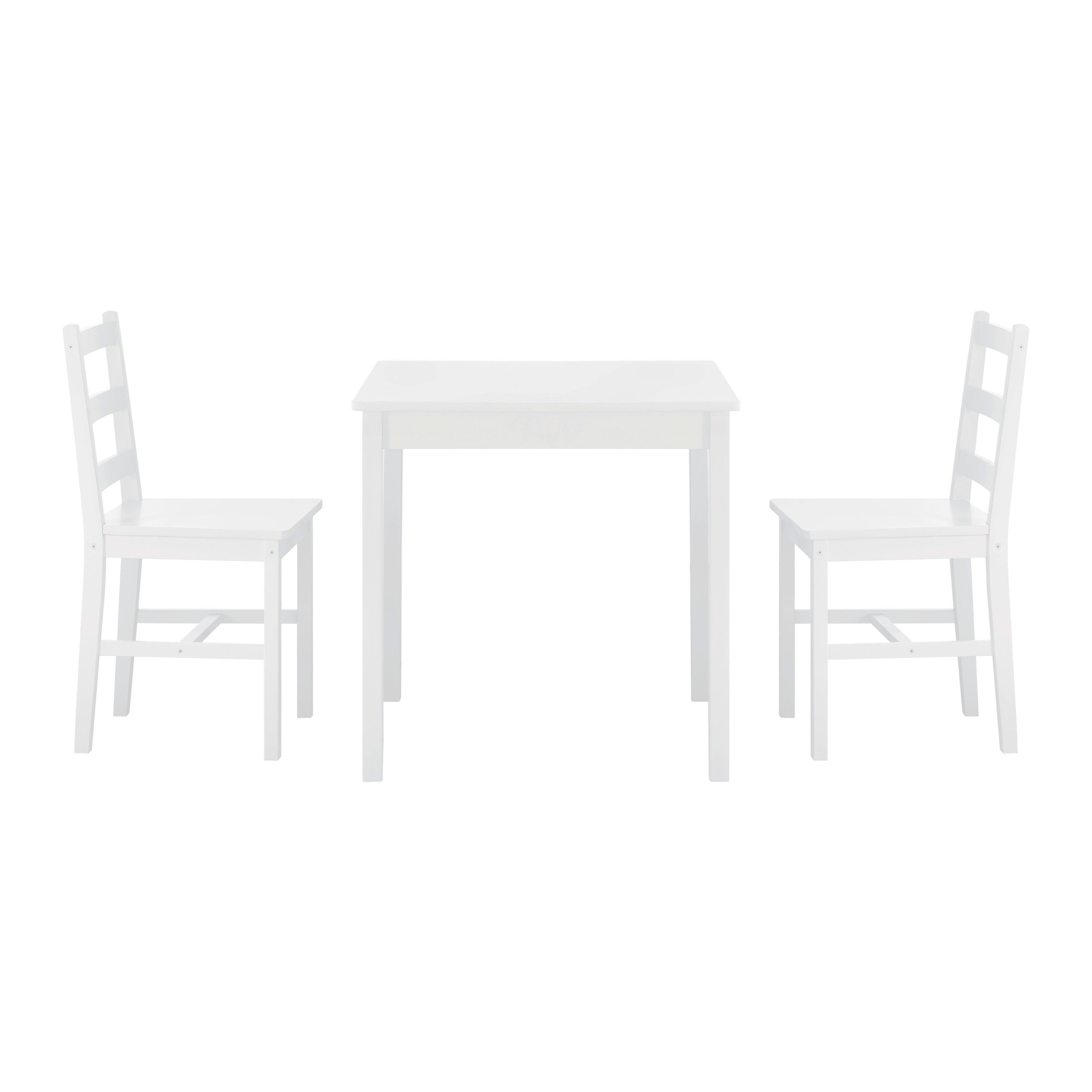 Sitzgruppe Massivholz "Matias", ca. 75x73 cm, Kiefer - Weiß, MODERN, Holz (75/73/75cm) - Bessagi Home
