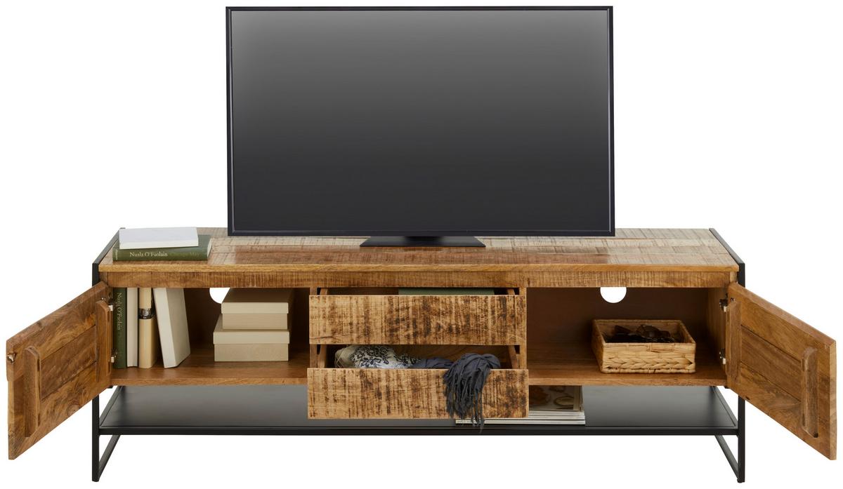 Lowboard Simple in Naturfarben/Schwarz - Schwarz/Naturfarben, LIFESTYLE, Holz/Metall (150/50/40cm) - Zandiara