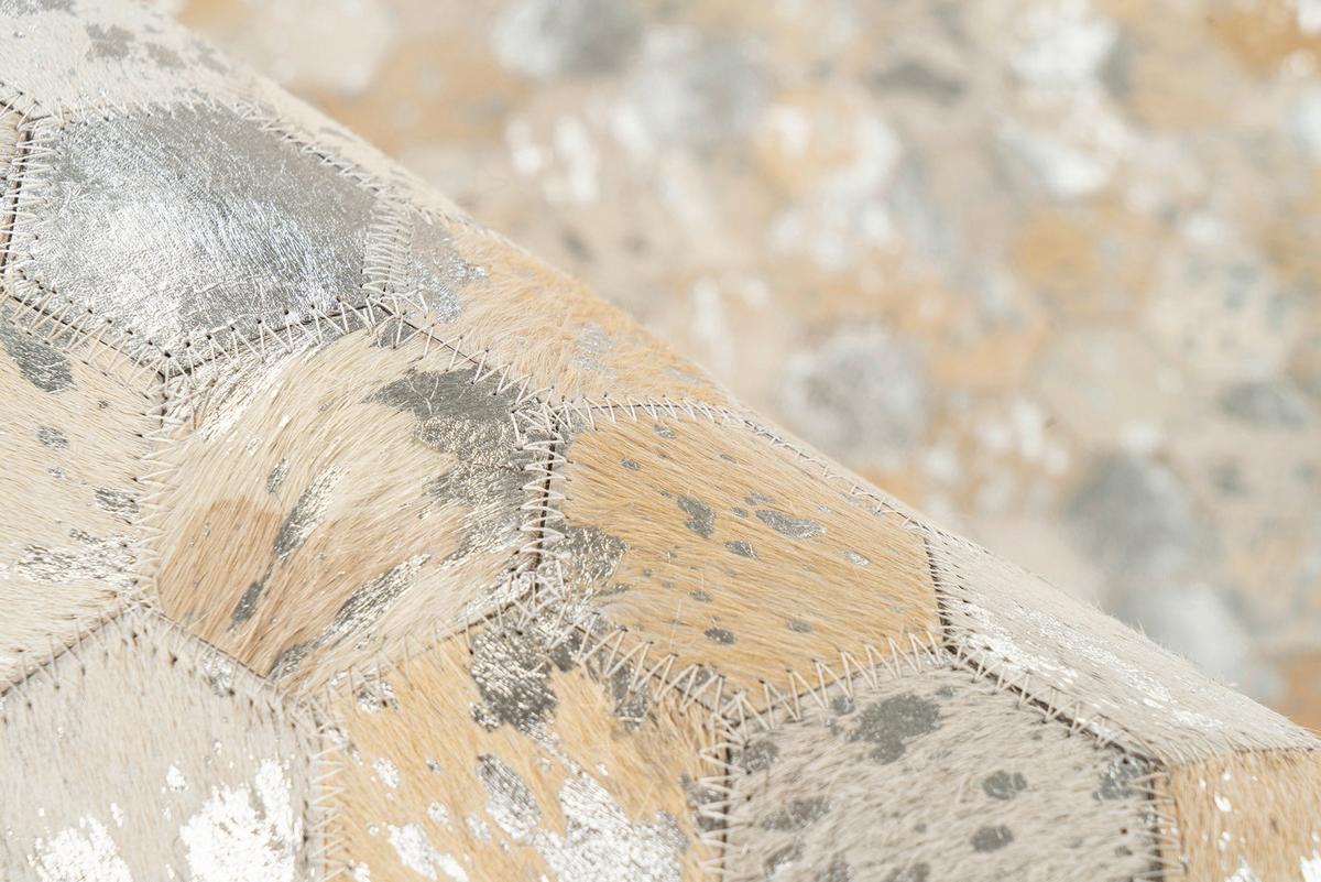 LEDERTEPPICH RAVI 400 - Silberfarben, Konventionell, Leder (160/230cm) - Kayoom