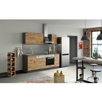 Küchenblock Sorrento mit Geräten ca. 210 cm Eichefarben - Chromfarben/Schieferfarben, MODERN, Holzwerkstoff/Metall (210cm) - Held