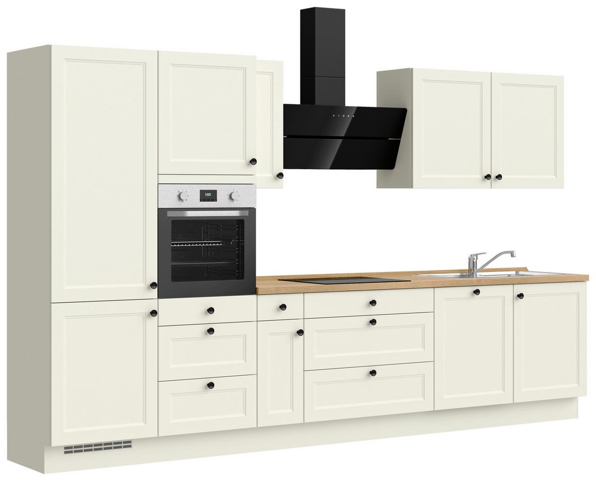 Küchenblock Cascada High m. Geräten Weiß - Eichefarben/Schwarz, MODERN, Holzwerkstoff/Metall (360cm) - Nobilia