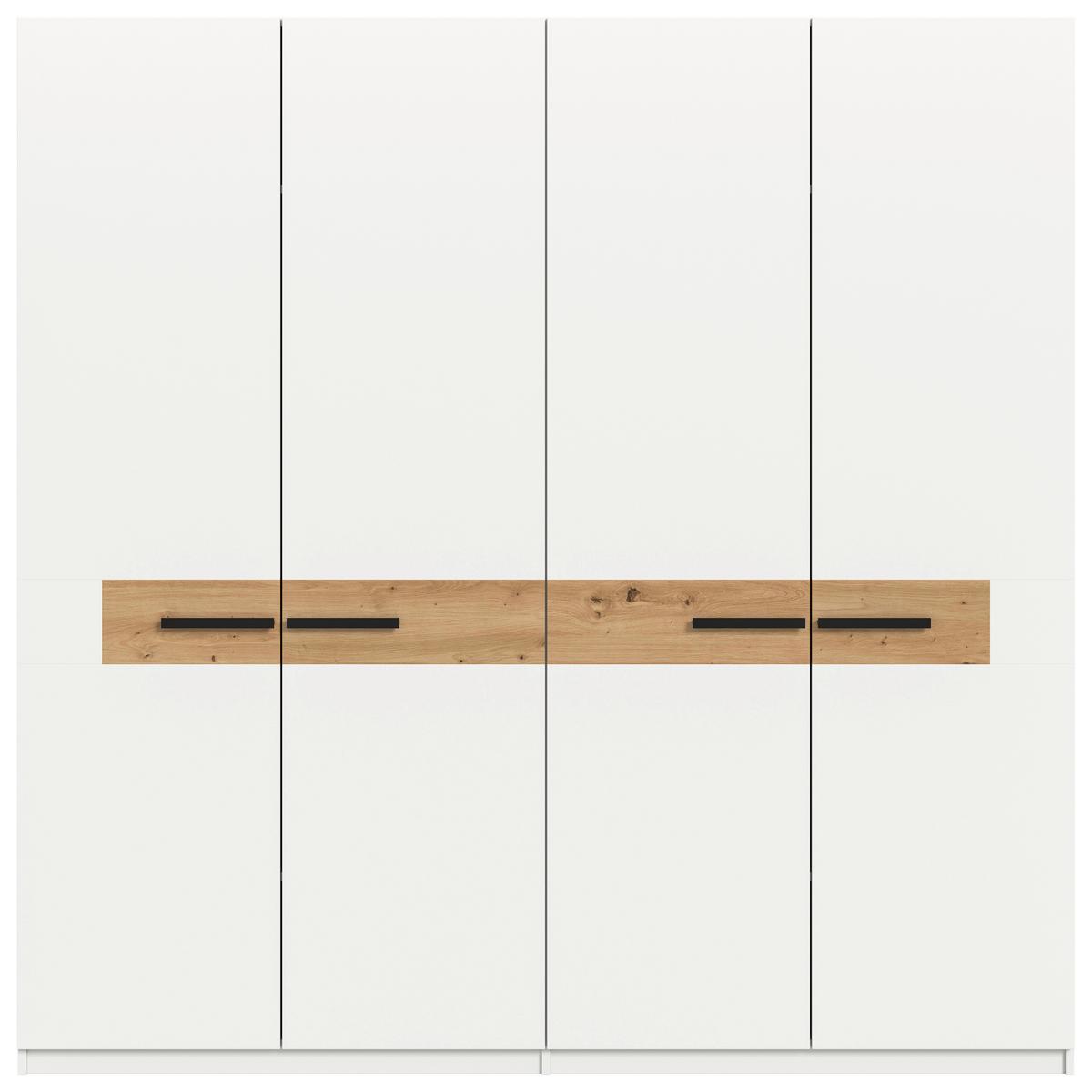 Drehtürenschrank STANGA Weiß, Eiche Artisan - Schwarz/Weiß, ROMANTIK / LANDHAUS, Holzwerkstoff/Kunststoff (200/201/55cm) - Livetastic