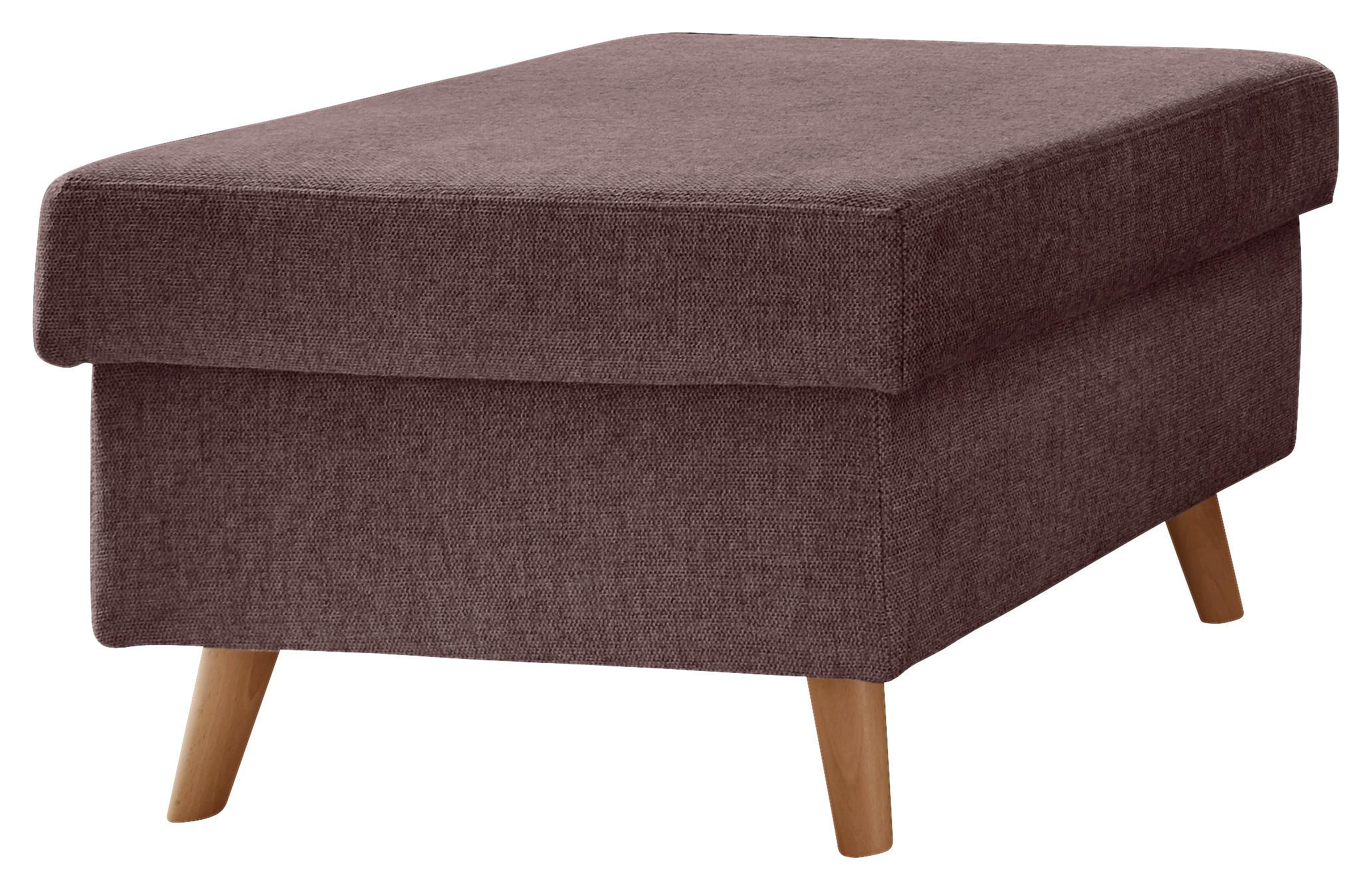 Hocker Valentina Bordeaux Struktur - Bordeaux/Naturfarben, KONVENTIONELL, Holz/Textil (61/43/61cm) - P & B