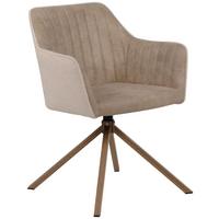 KRZESŁO Z PODŁOKIETNIKAMI RAY 70A - beżowy/kolor dębowy, Konventionell, metal/tkanina (58,5/81/60cm) - MID.YOU