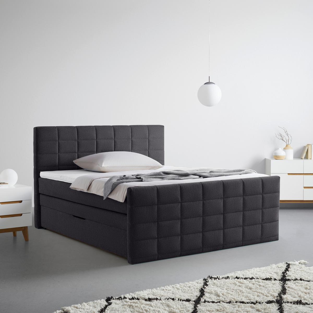 Boxspringbett Damon Schwarz ca. 160x200cm - Schwarz, KONVENTIONELL, Kunststoff/Textil (160/200cm) - Mömax