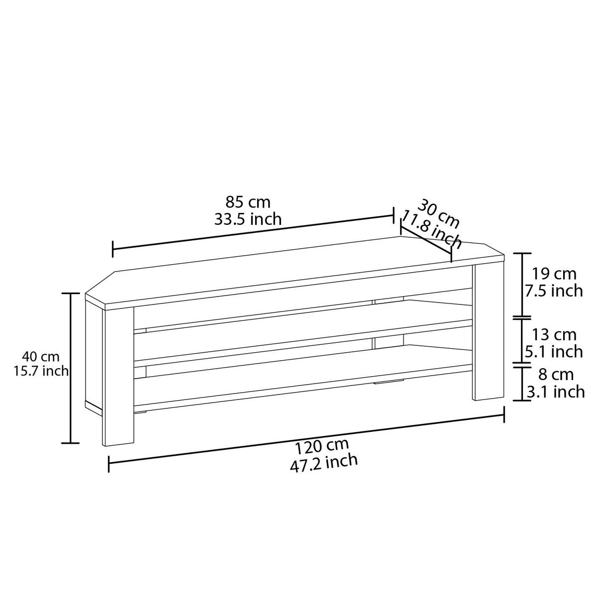 Tv-element Corner Tv Schrank - Creme, Design, Holz (30/40/120cm) - Livetastic