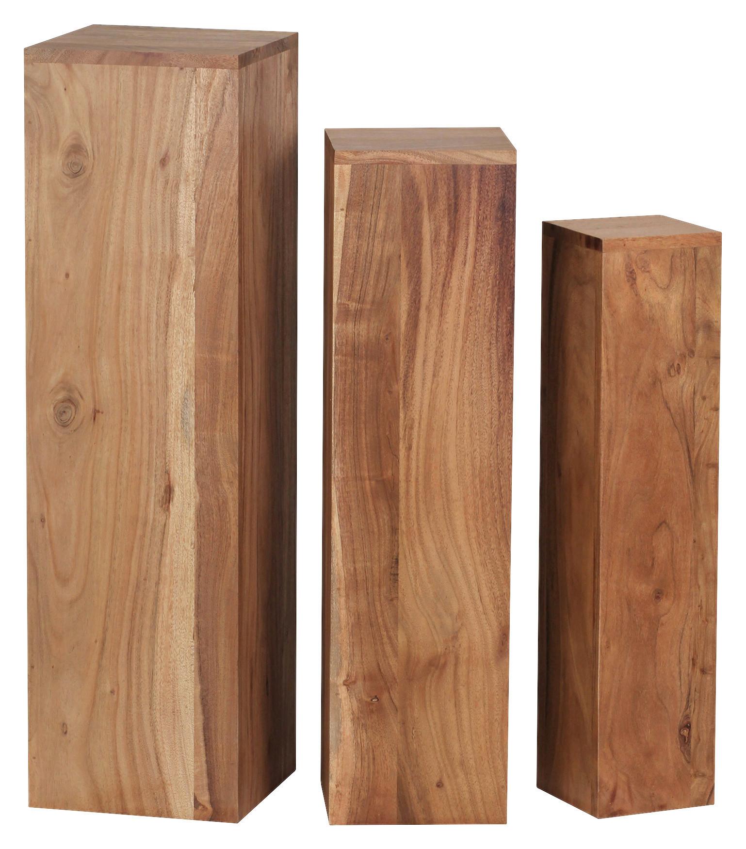 Blumentischset "WL1.567" , 3er Set , aus Akazie - Akaziefarben, MODERN, Holz (24,5/85/24,5cm) - MID.YOU