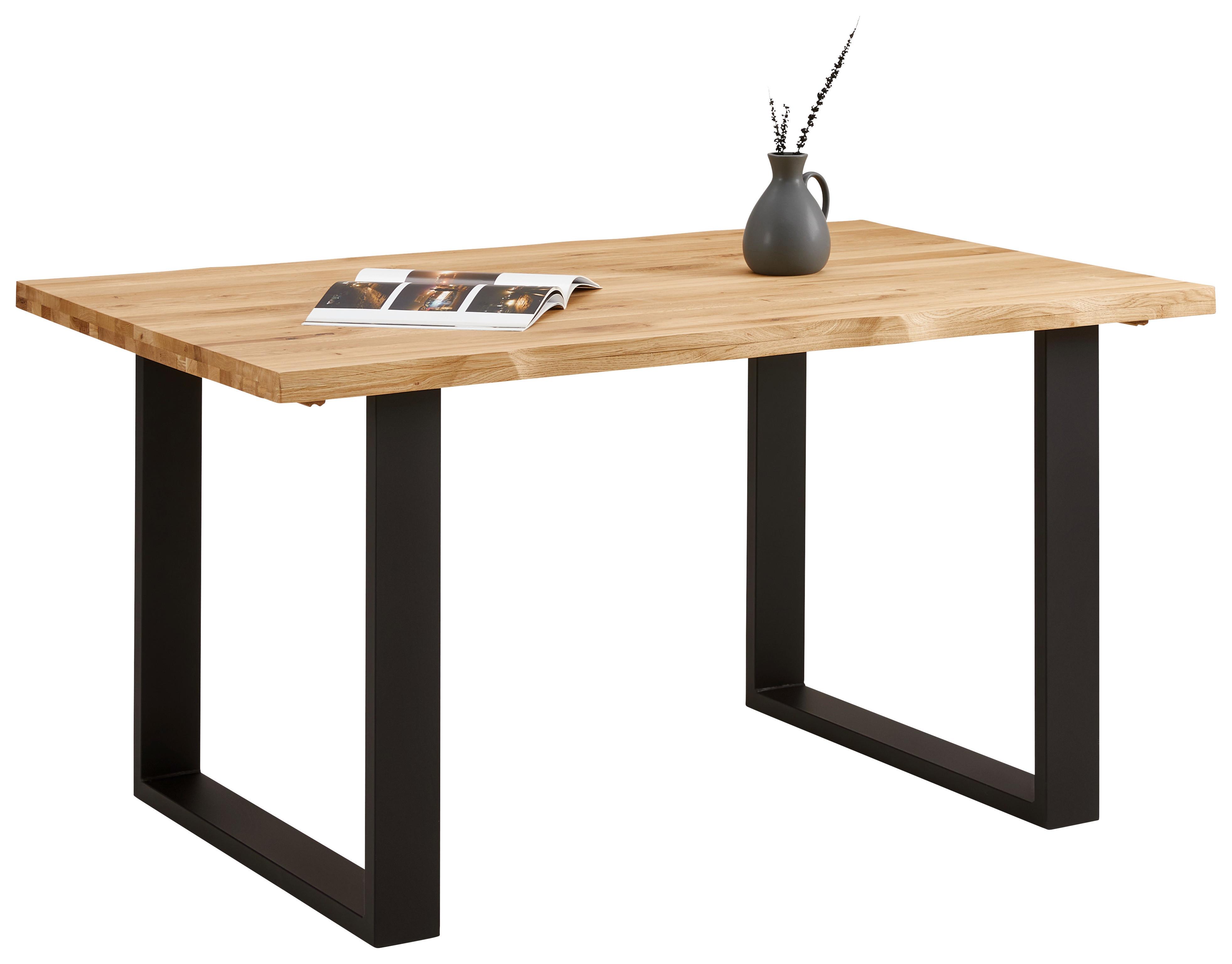 Jedilna Miza Wood, Hrast, Masivno, 140x90 - črna/naravne barve, Konvencionalno, kovina/les - James Wood