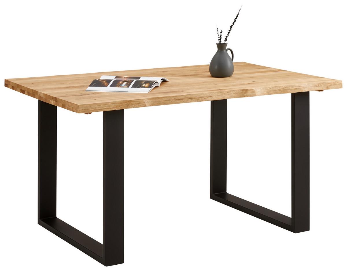 Jedilna Miza Wood, Hrast, Masivno, 140x90 - črna/naravne barve, Konvencionalno, kovina/les - James Wood