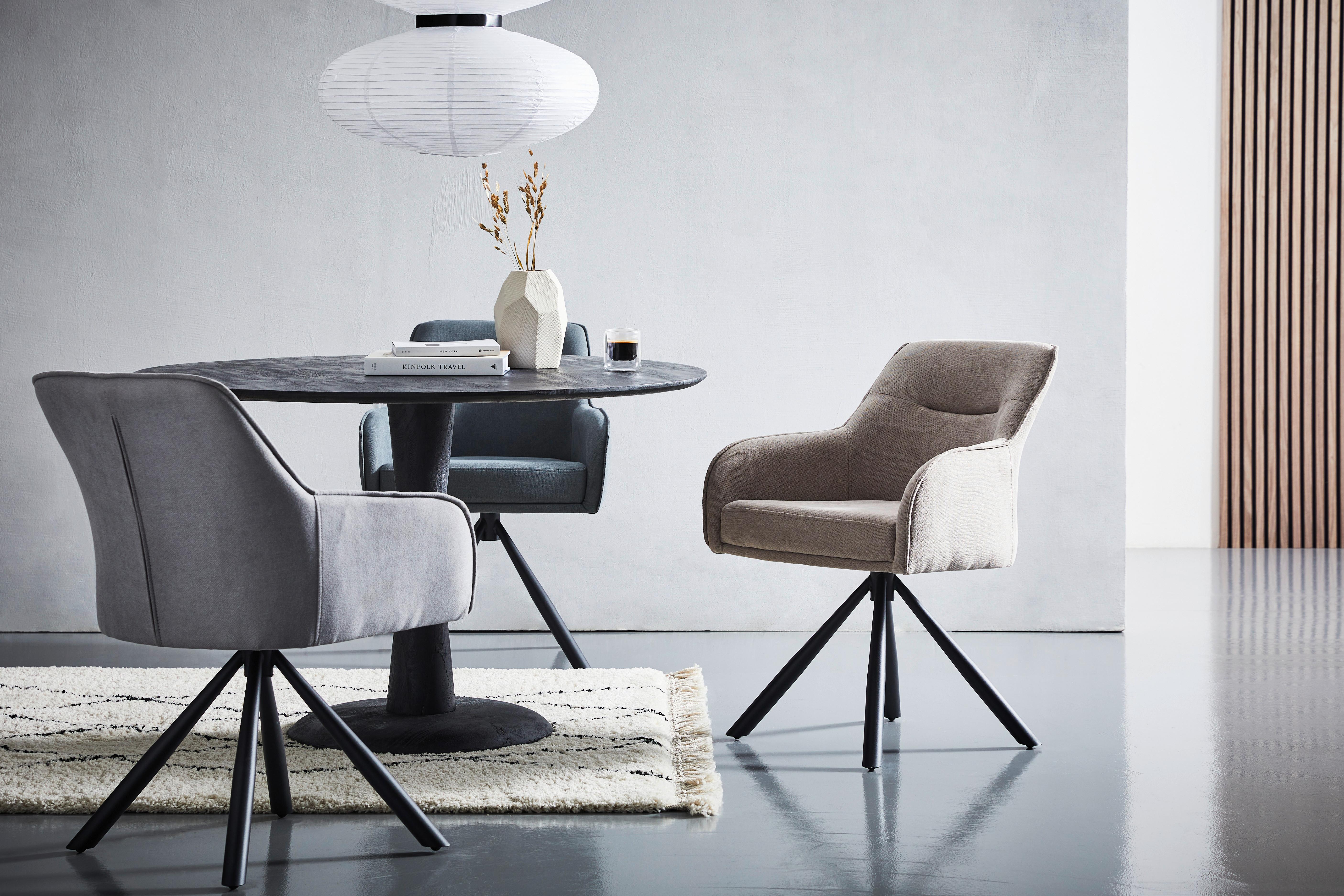 KRZESŁO Z PODŁOKIETNIKAMI ANNA - czarny/taupe, Modern, metal/tkanina (61/86/62cm) - Livetastic