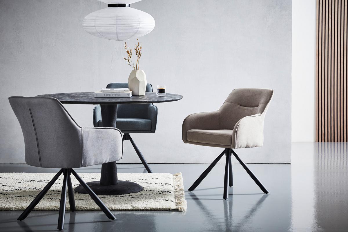 KRZESŁO Z PODŁOKIETNIKAMI ANNA - czarny/taupe, Modern, metal/tkanina (61/86/62cm) - Livetastic