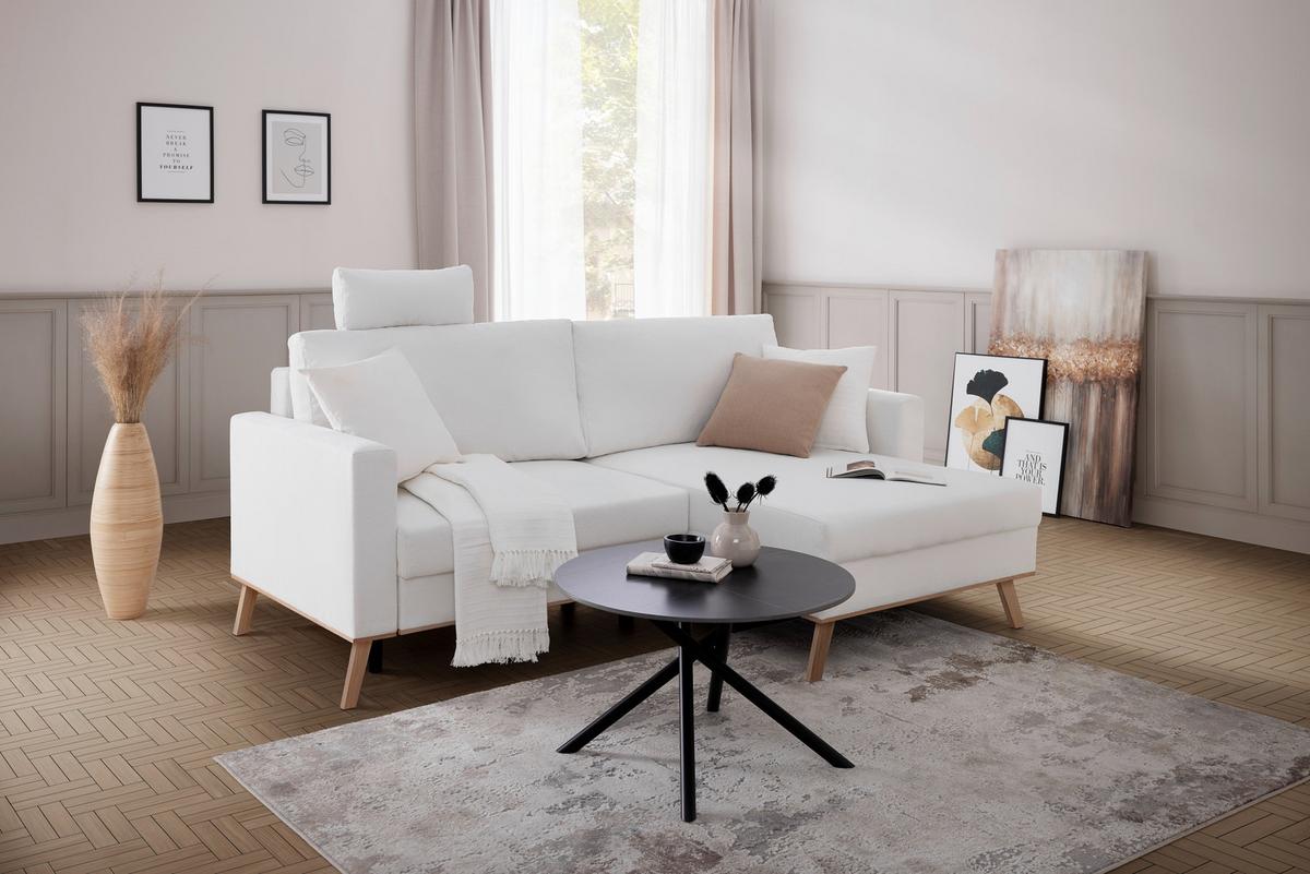 Wohnlandschaft Rio Weiß - Eichefarben/Weiß, MODERN, Holz/Textil (222/94/152cm) - Mömax