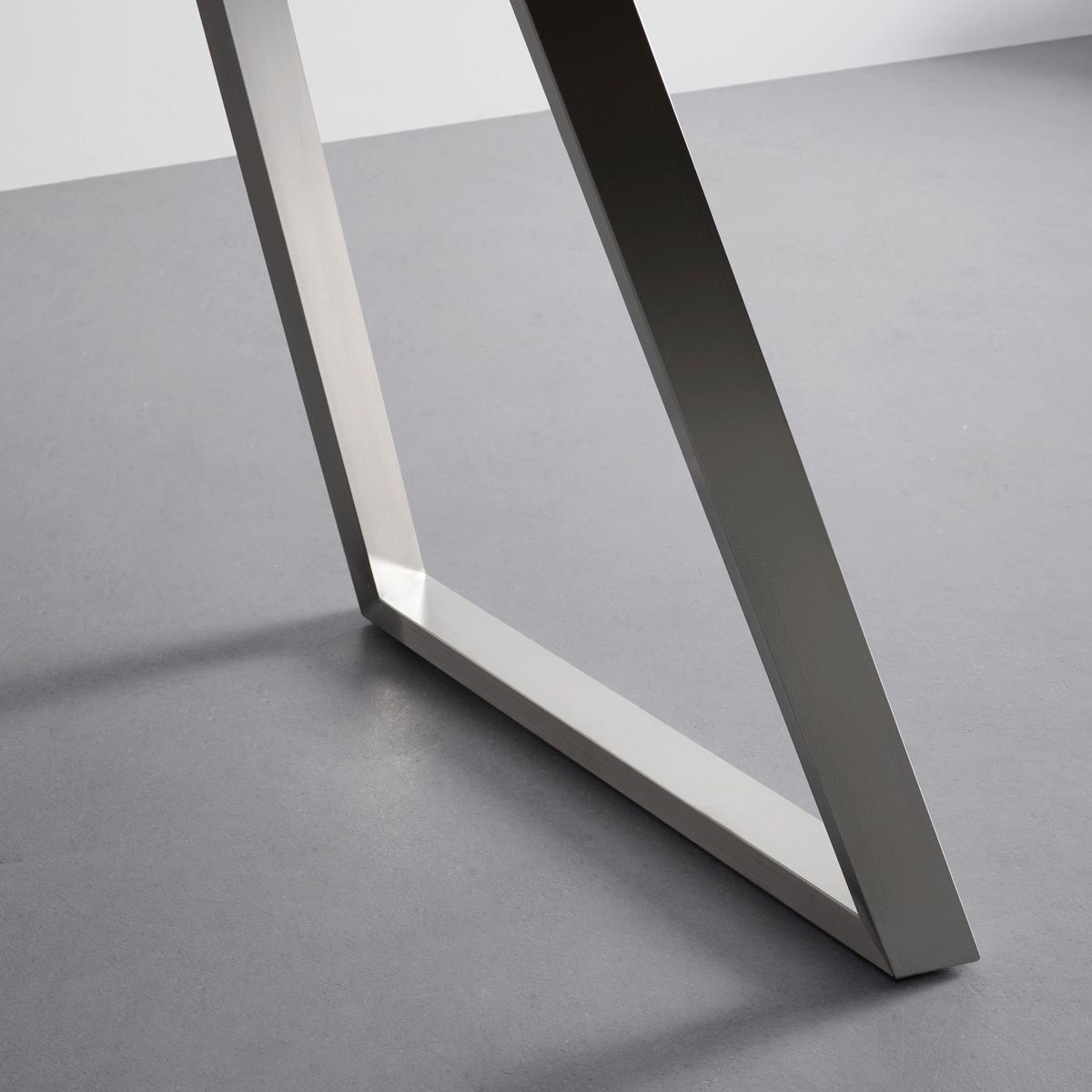 Esstisch Holz "Melani", ca. 160x90 cm, Eiche - Edelstahlfarben/Eichefarben, Modern, Holzwerkstoff/Metall (160/90/76cm) - Bessagi Home