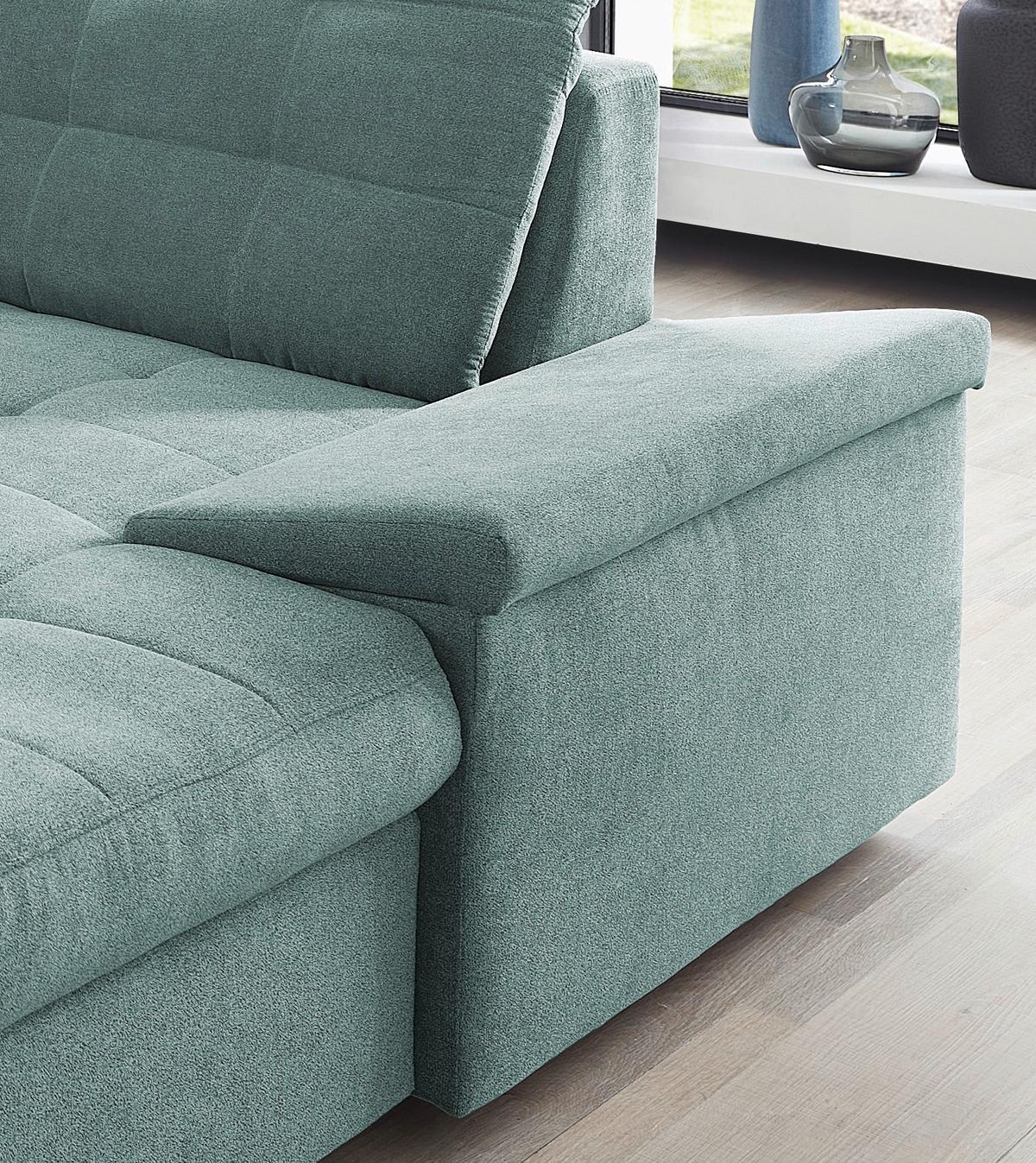 Wohnlandschaft Zira Mintgrün Nylon/Mikrofaser - Chromfarben/Mintgrün, Design, Kunststoff/Textil (212/330/169cm) - Livetastic